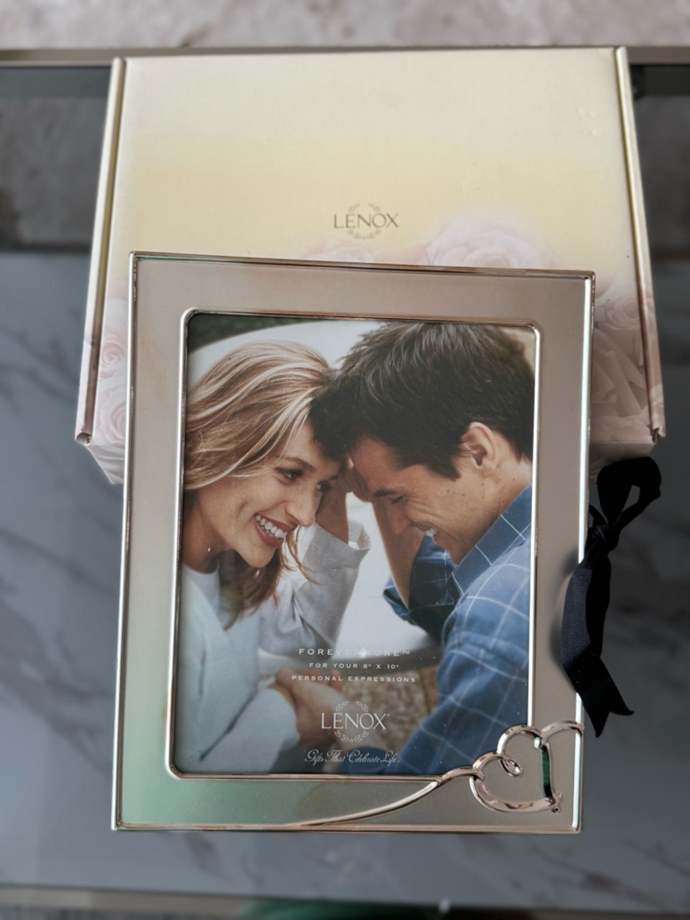 Lenox Silverplated 8 x 10  Album with Black Ribbon